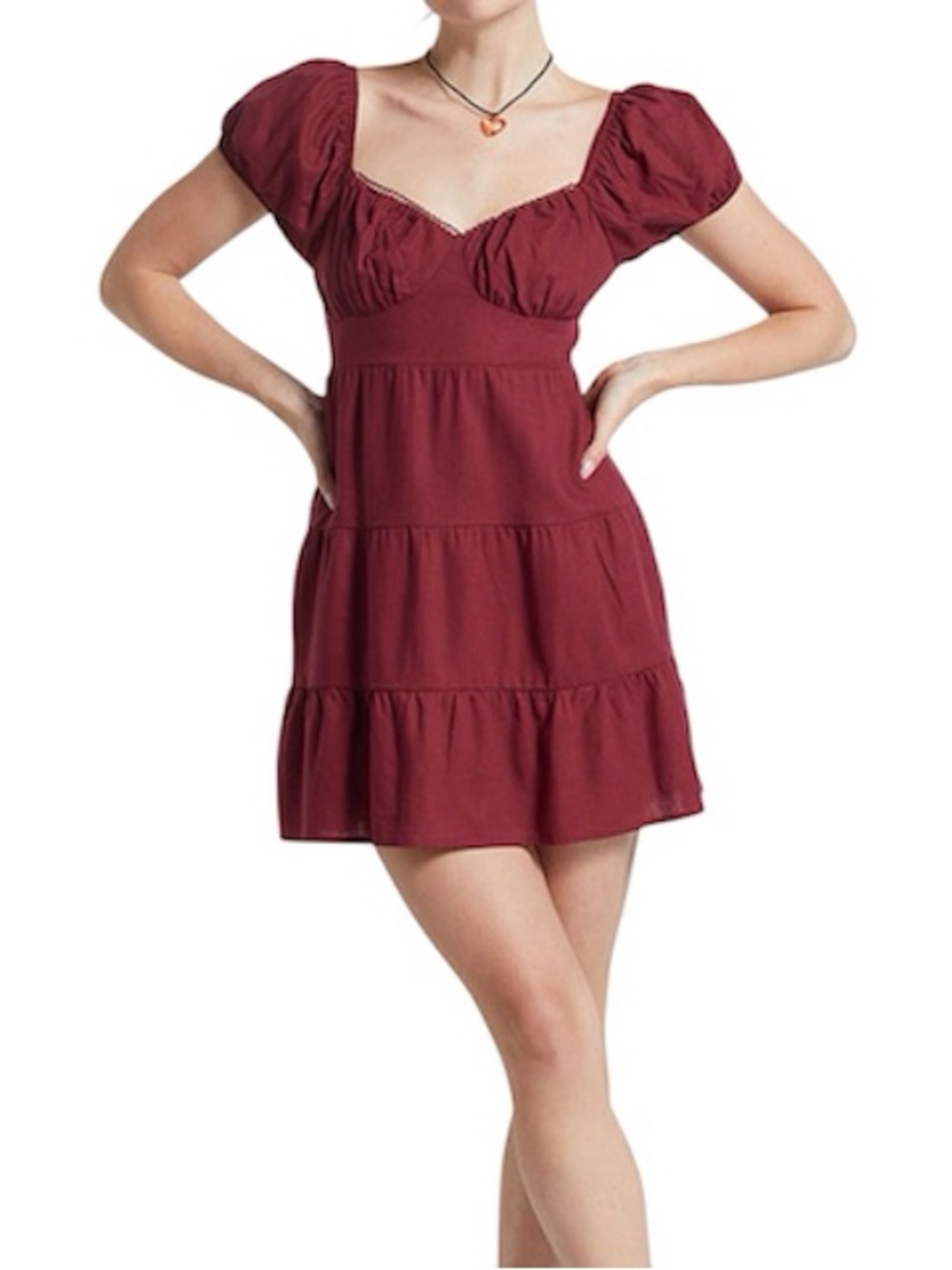 [LA Hearts] Dainty Trim Tie Back Mini Dress